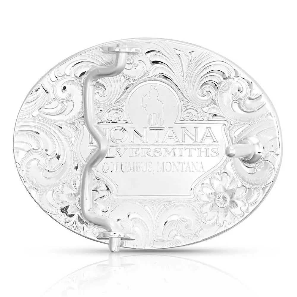 Montana Silversmiths® Petite Two-Tone Engraved Buckle Christian Cow 5007-731M