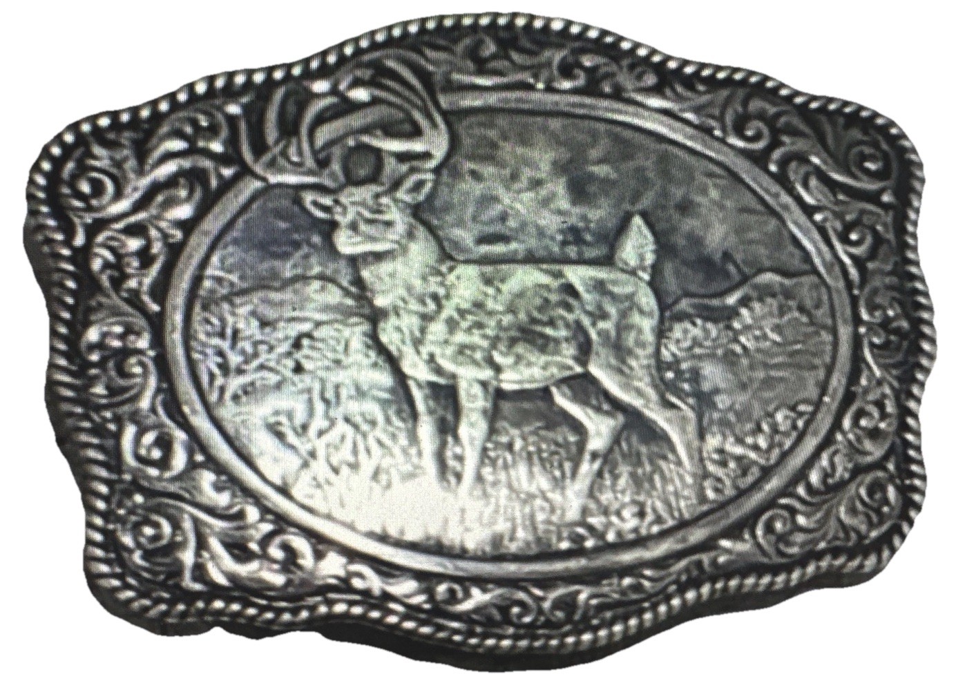 Crumrine Western Mens Silver Tone Belt Buckle Rectangle Buck Hunting Cowboy