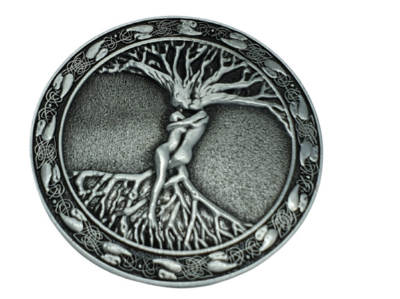 Belt Buckle Tree Of Life Odins Askr & Embla For 40mm Belt Pagan Norse Viking Uk