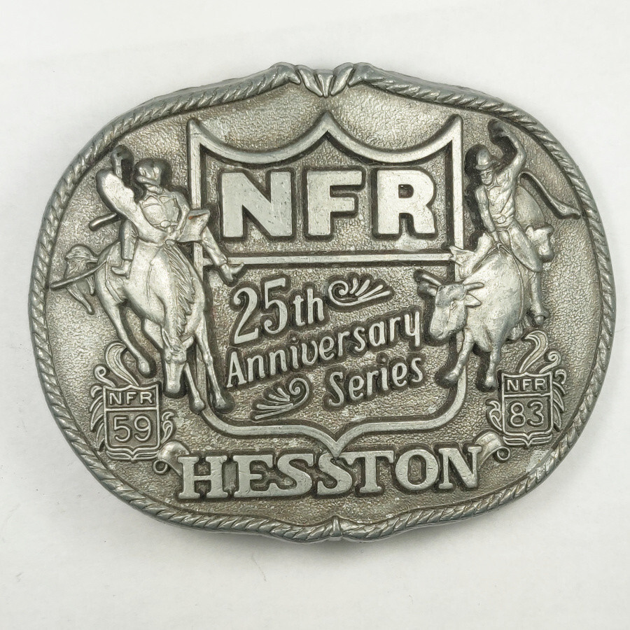 New Western Cowboy Bull Rider 1983 Hesston National Finals Rodeo NFR Belt Buckle