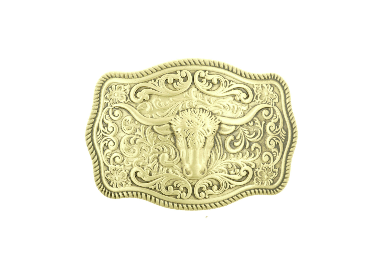 Western Bull Cowboy Cowgirl Solid Brass Metal Belt Buckle