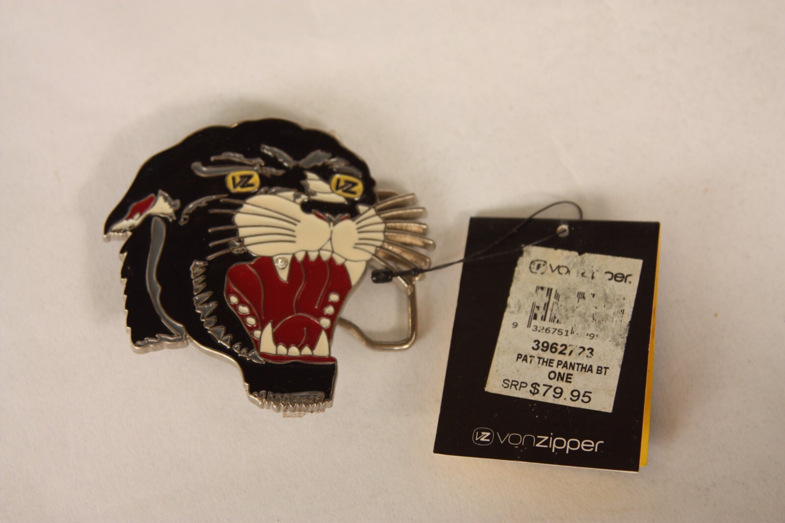 VonZipper The Pantha Belt Buckle Vintage Original VonZipper Enameled Panther Cat