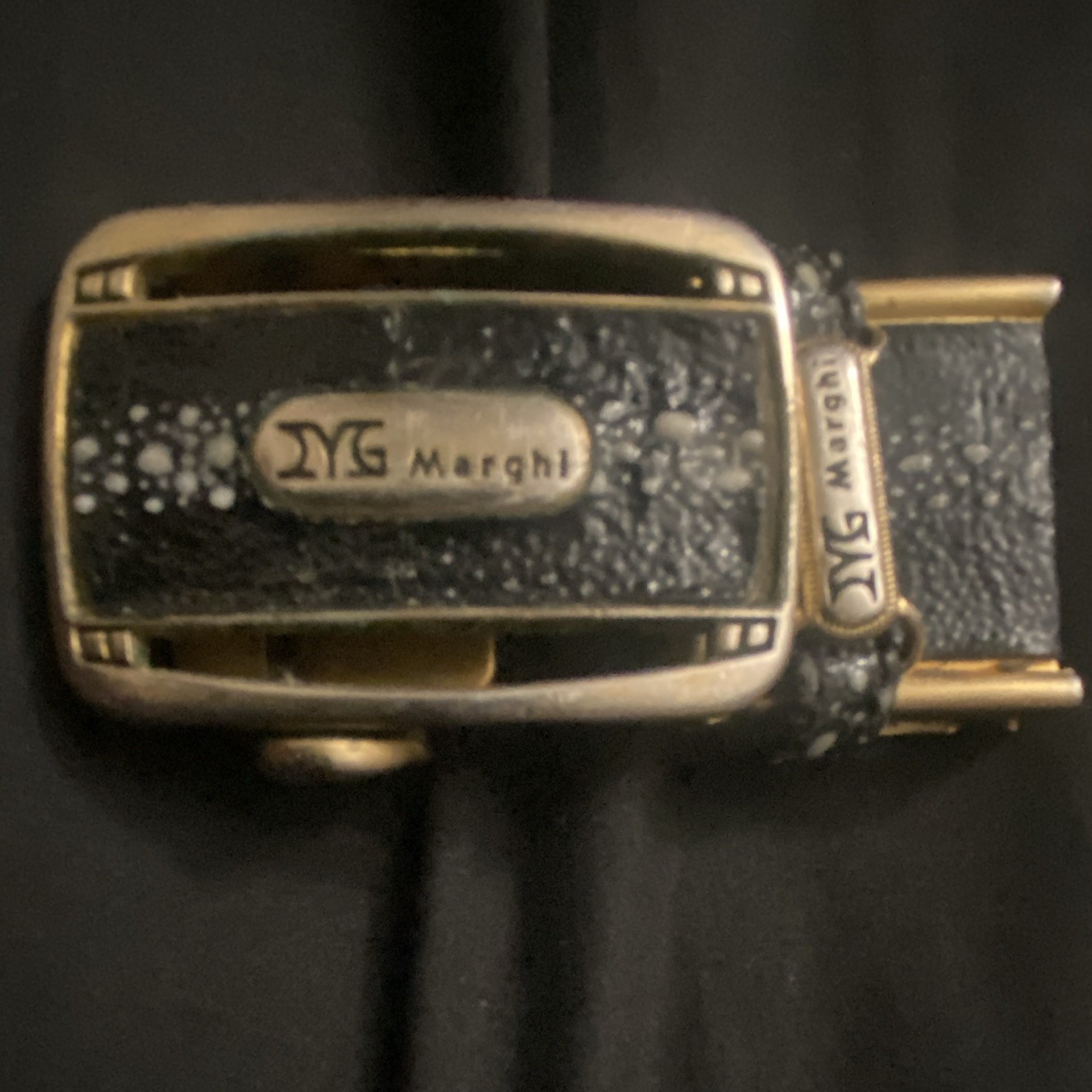 Marghi and Vaso Millan Men&rsquo;s Italian Belt Buckle 1.5&Prime; Gold/Silver/Black