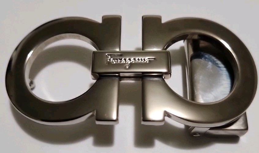 AUTH. SALVATORE FERRAGAMO SILVER GANCINI BELT BUCKLE FOR 1.3&Prime; WIDE BELT STRAP