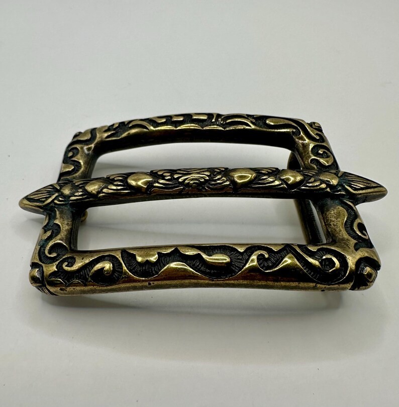 Rectangular Embellished Antique Brass Style Belt Buckle for Leather Belt West
