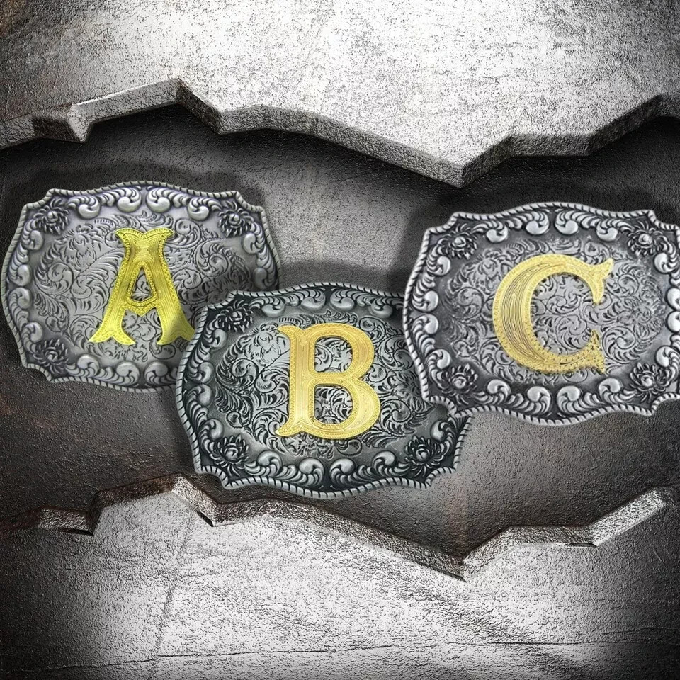 Initial Belt Buckle Men Vintage Letters Rodeo Western Cowboy Hebillas Vaqueras