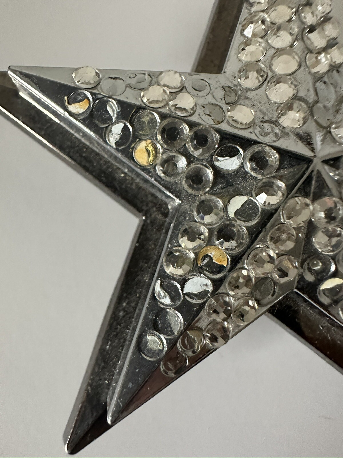 Pewter Belt Buckle Rhinestone Star clear