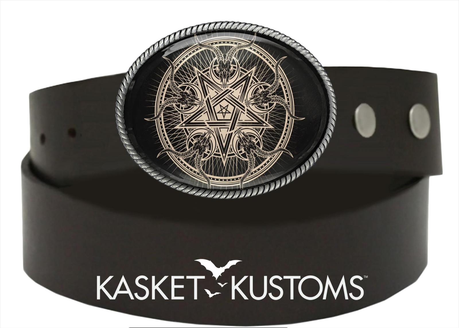 Inverted Pentagram Belt Buckle – Baphomet Goat Head Witchcraft Buckle – 920-SO