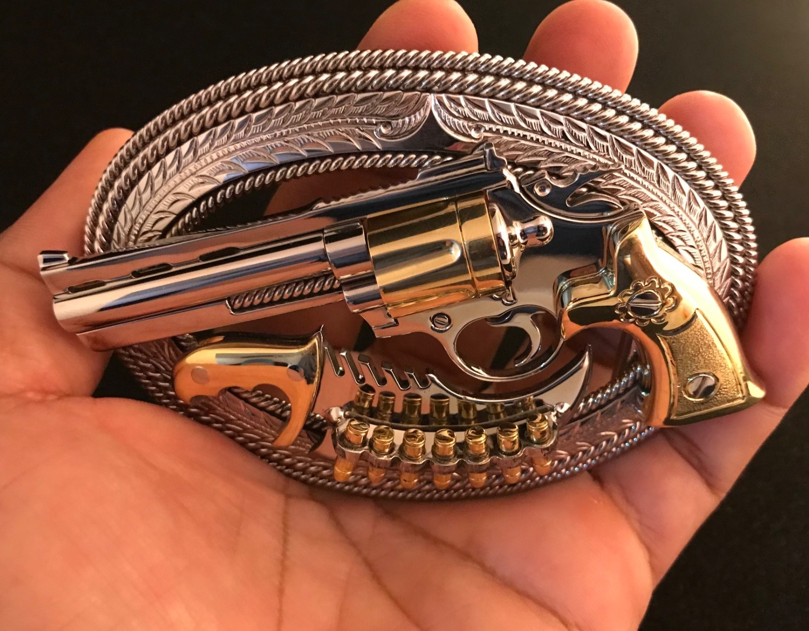 (MADE BY ORDER) BUCKLE HANDMADE STAINLESS STEEL WESTERN STYLE GUN PYTHON #3