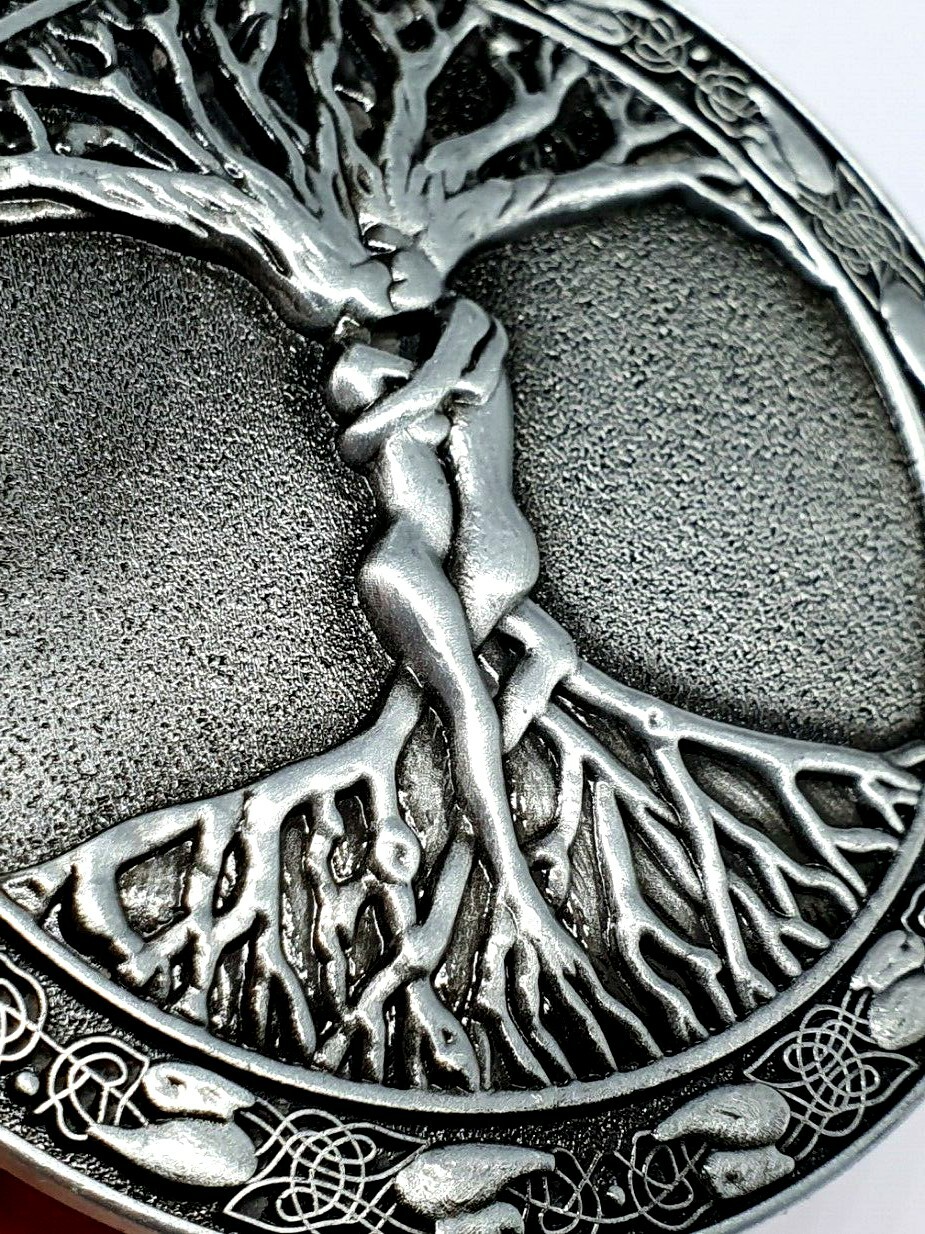 Belt Buckle Tree Of Life Odins Askr & Embla For 40mm Belt Pagan Norse Viking Uk