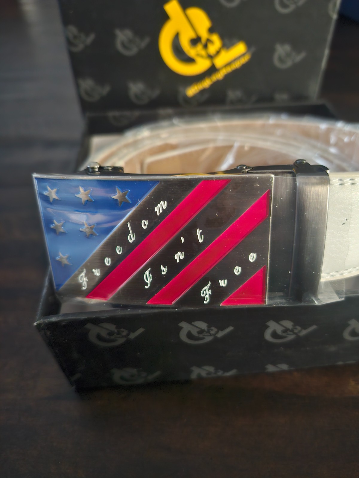 Freedom Isn’t Free USA Flag White belt by Dog Leg Reaper adjustable