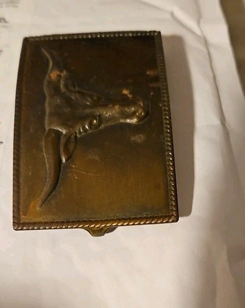 COPPER TONE BULL STEER HEAD BELT BUCKLE WESTERN VINTAGE