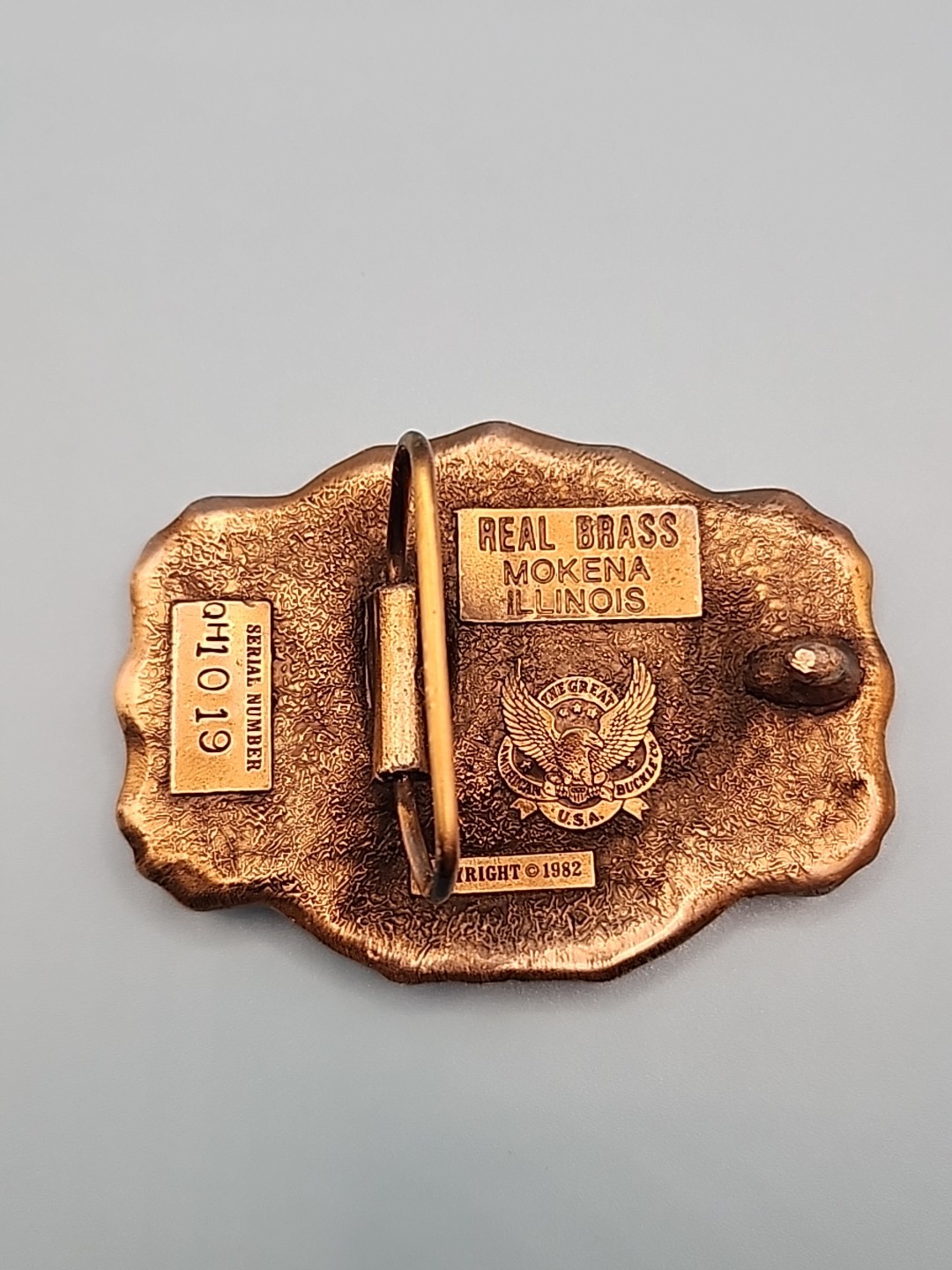 Belt Buckle, Chicago, by The Great American Buckle Co., 1982, Brass, Numbered