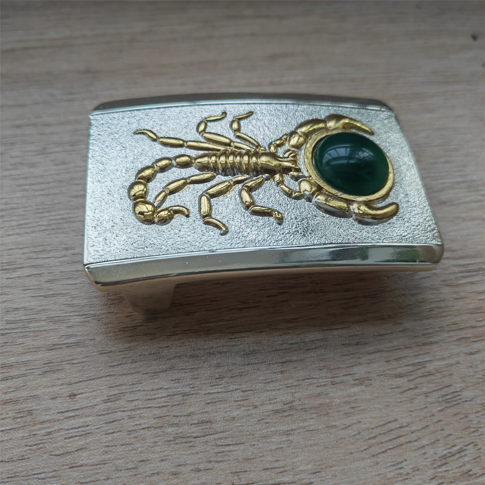 Scorpion Jade Solid Mens Silver Plated Brass Belt Buckle Western Cowboy Antique