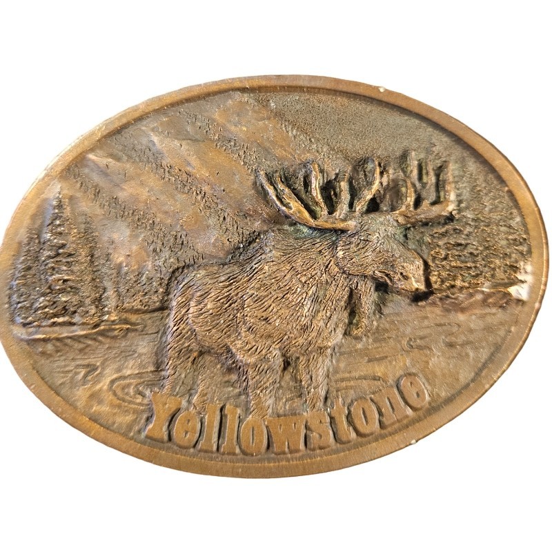 Yellowstone Moose Oval Pewter Belt Buckle Spec Cast