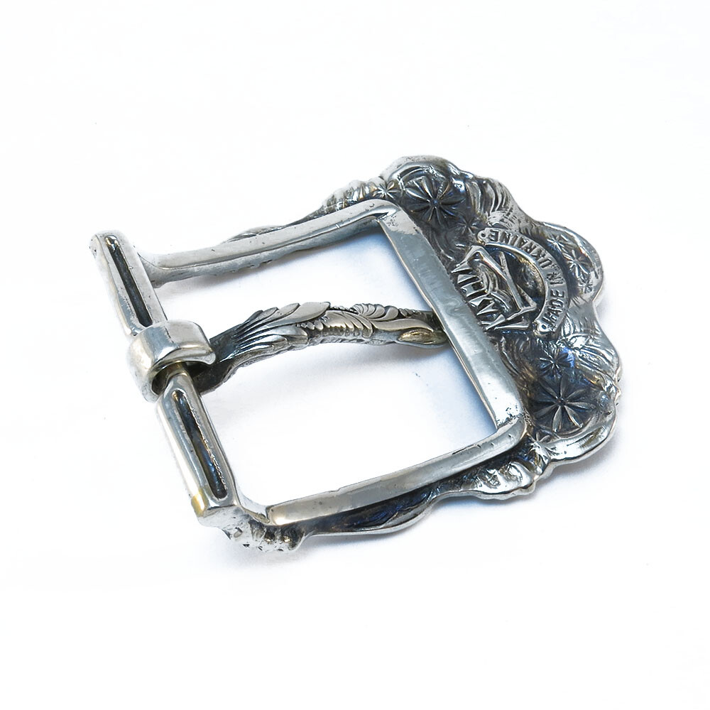 German silver belt buckle « Buds », Petrykivka belt buckle, Pin type belt buckle