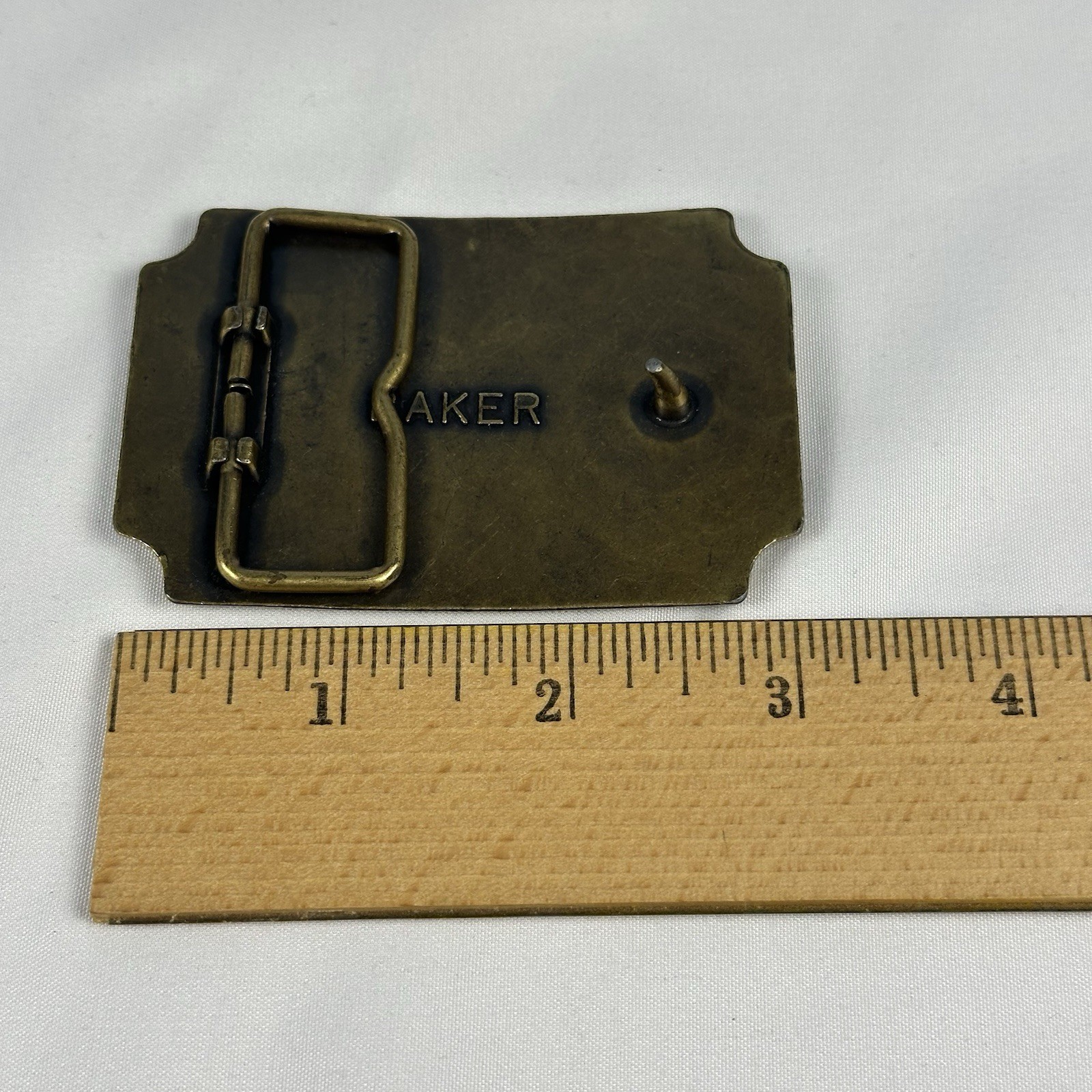Vintage Rockwell Graphic Systems Newsliner Goss Belt Buckle Brass Industrial
