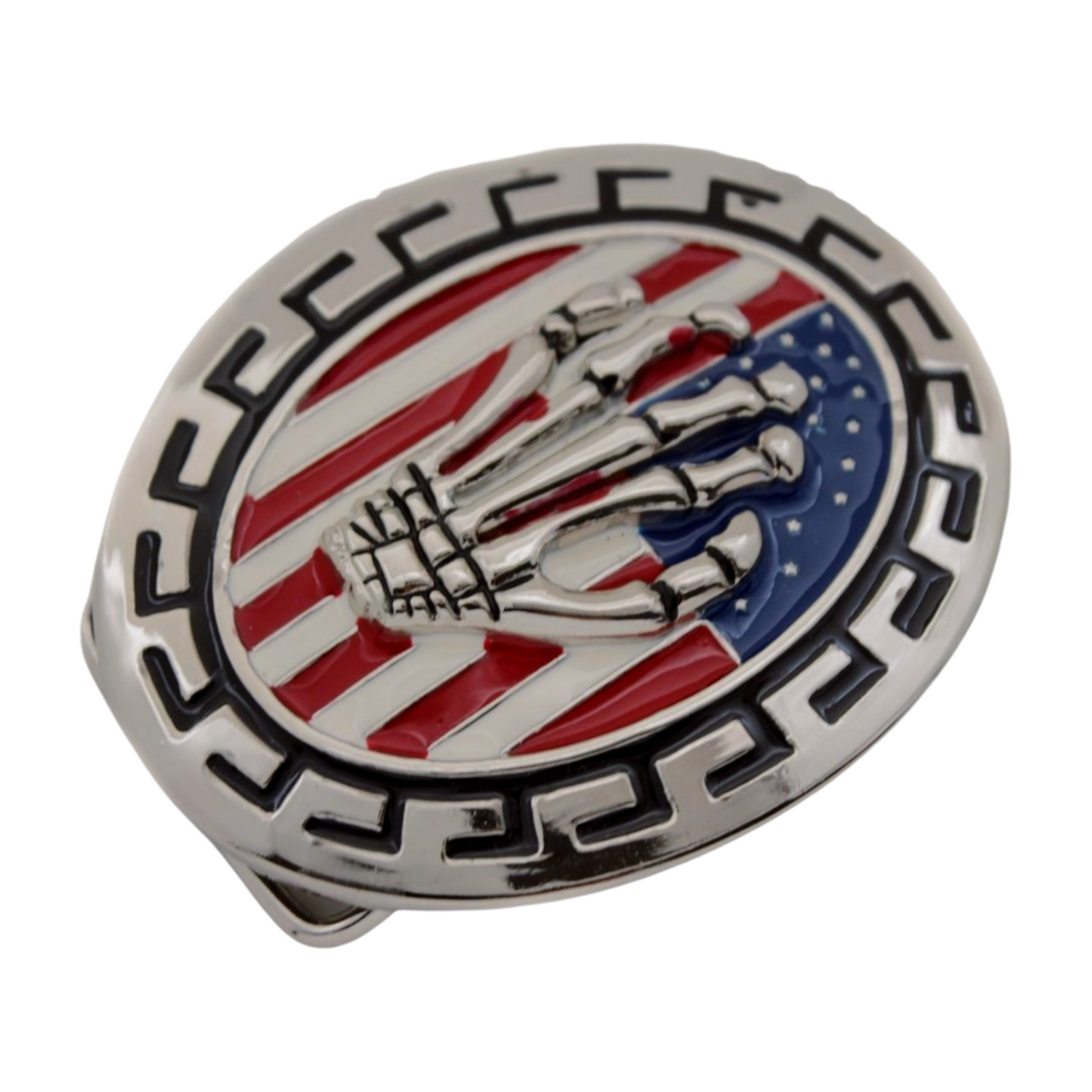 Men Women Silver Metal Belt Buckle Skull Skeleton Fingers Bones Hand USA Flag
