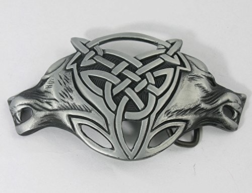 VIGOROSO Men Gothic Funny Lovely Celtic Wild Wolf Fox Double Head Belt Buckle
