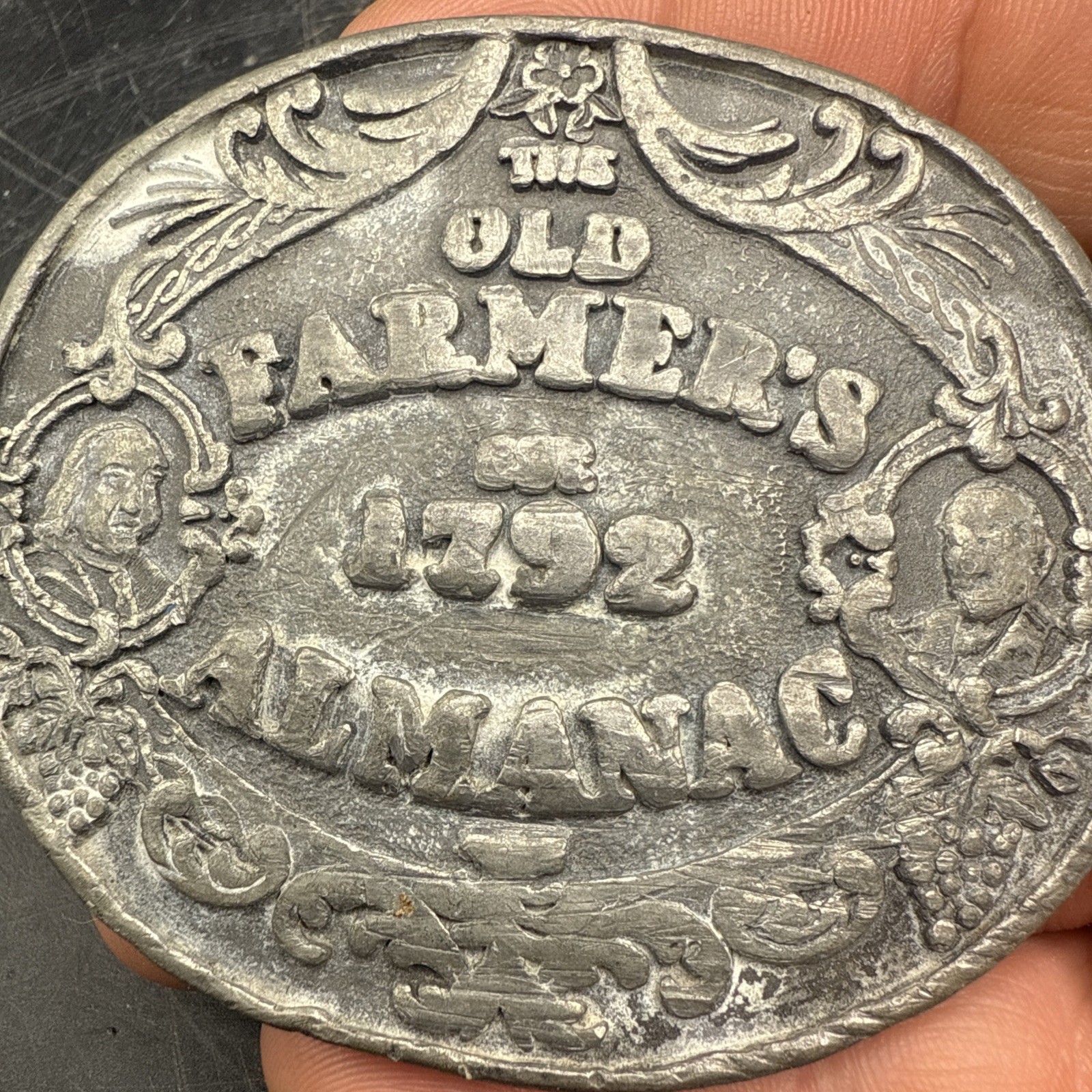 1792 St. Louis The Old Farmer’s Almanac Retired Vintage Belt Buckle Ben Franklin