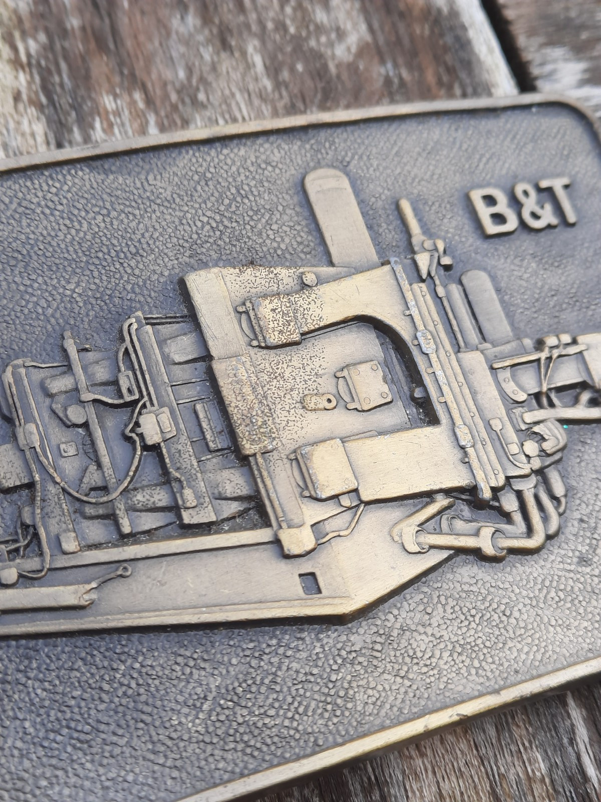 Vtg B&T Rectangular Belt Buckle Brass Stamp Cold Chamber Die Casting Machine
