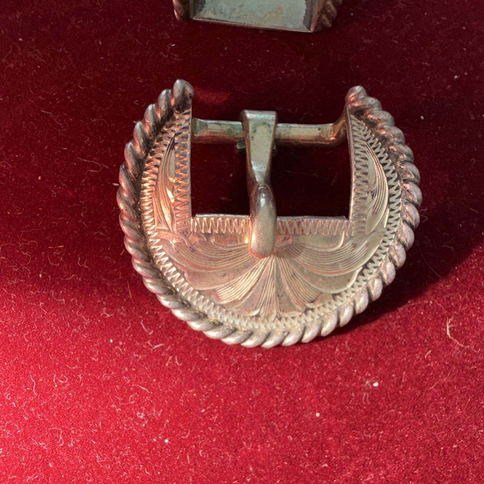 Vogt Western Engraved Floral Belt Buckle Silver Tone Metal Mens Fits 1 in