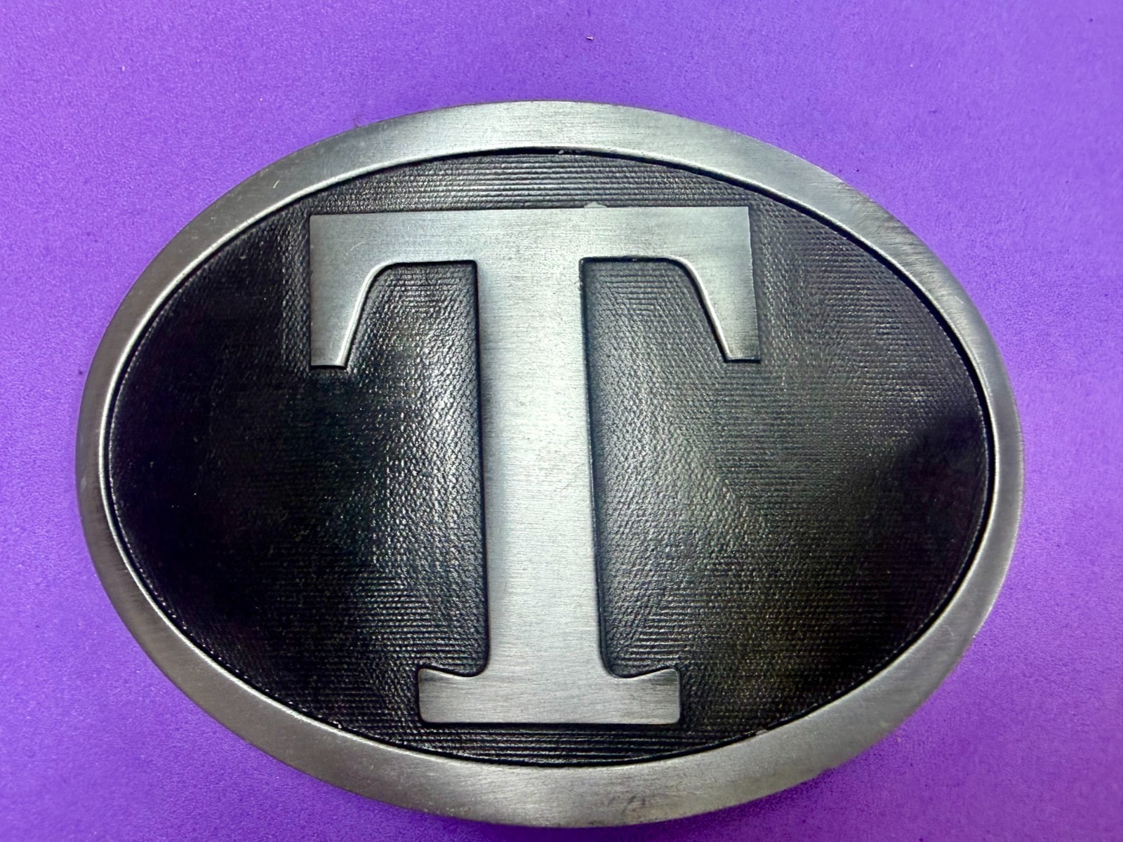 Initial Block Letter T Montana Silversmiths RARE Grey & Black Color Belt Buckle