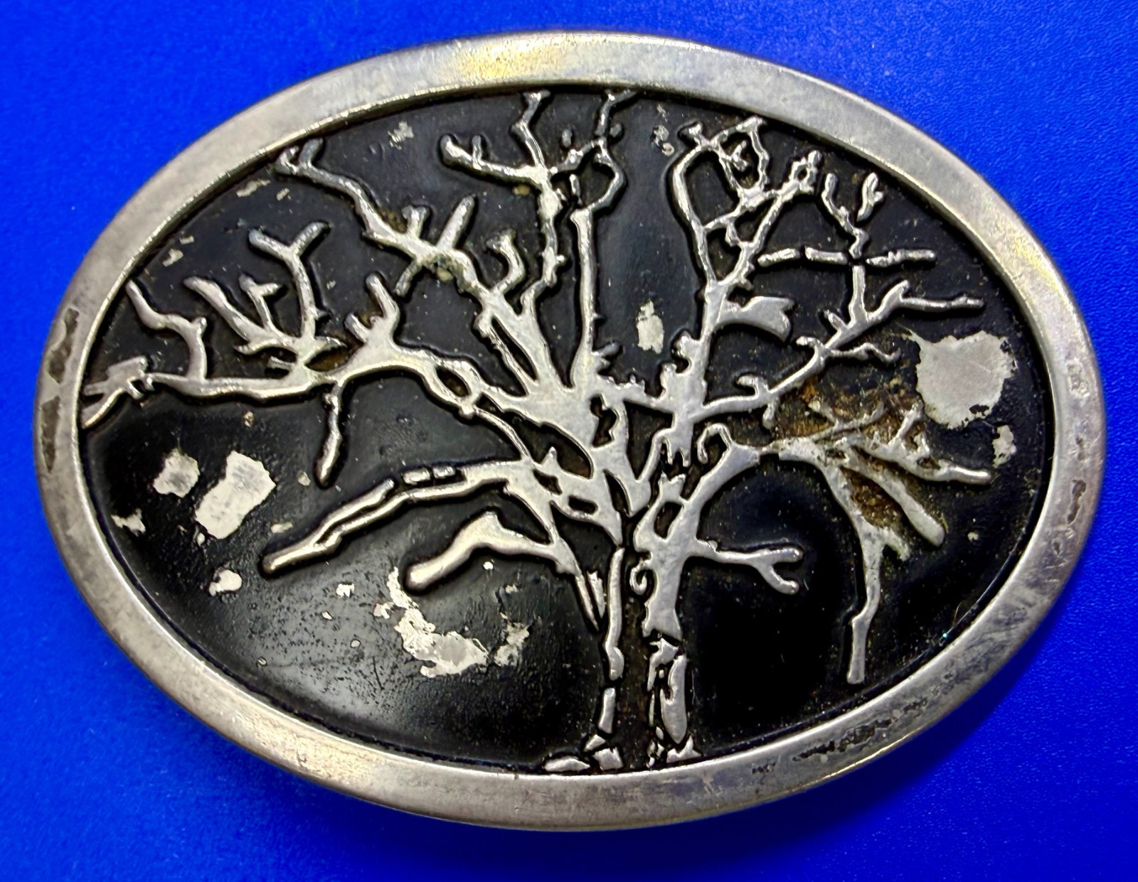 Tree Of Life =Black Enamel Oval Hippy Vibe Belt Buckle To Paint Restore