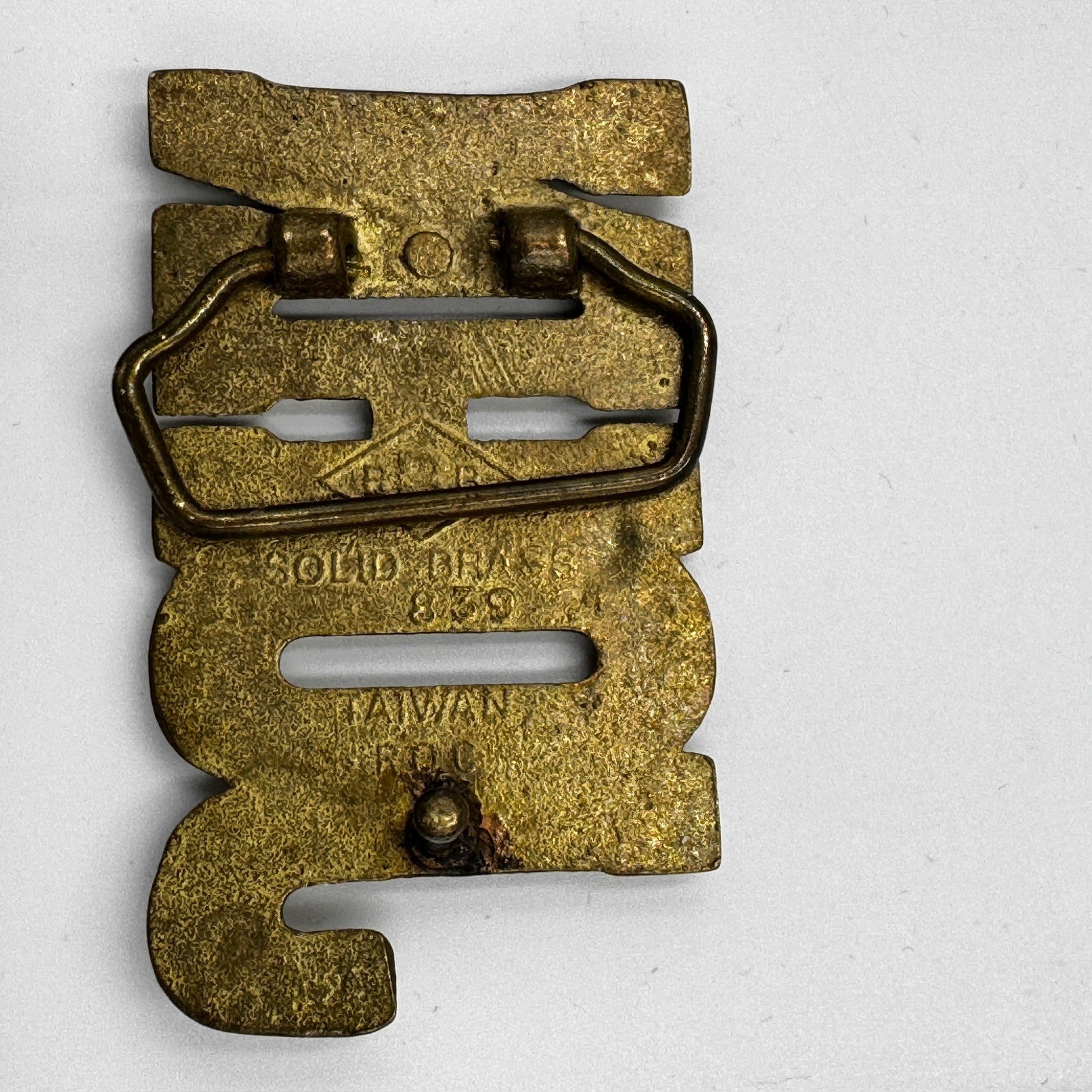 Vintage B.P.B. Solid Brass John Name Belt Buckle Gold Tone Western 839 Taiwan
