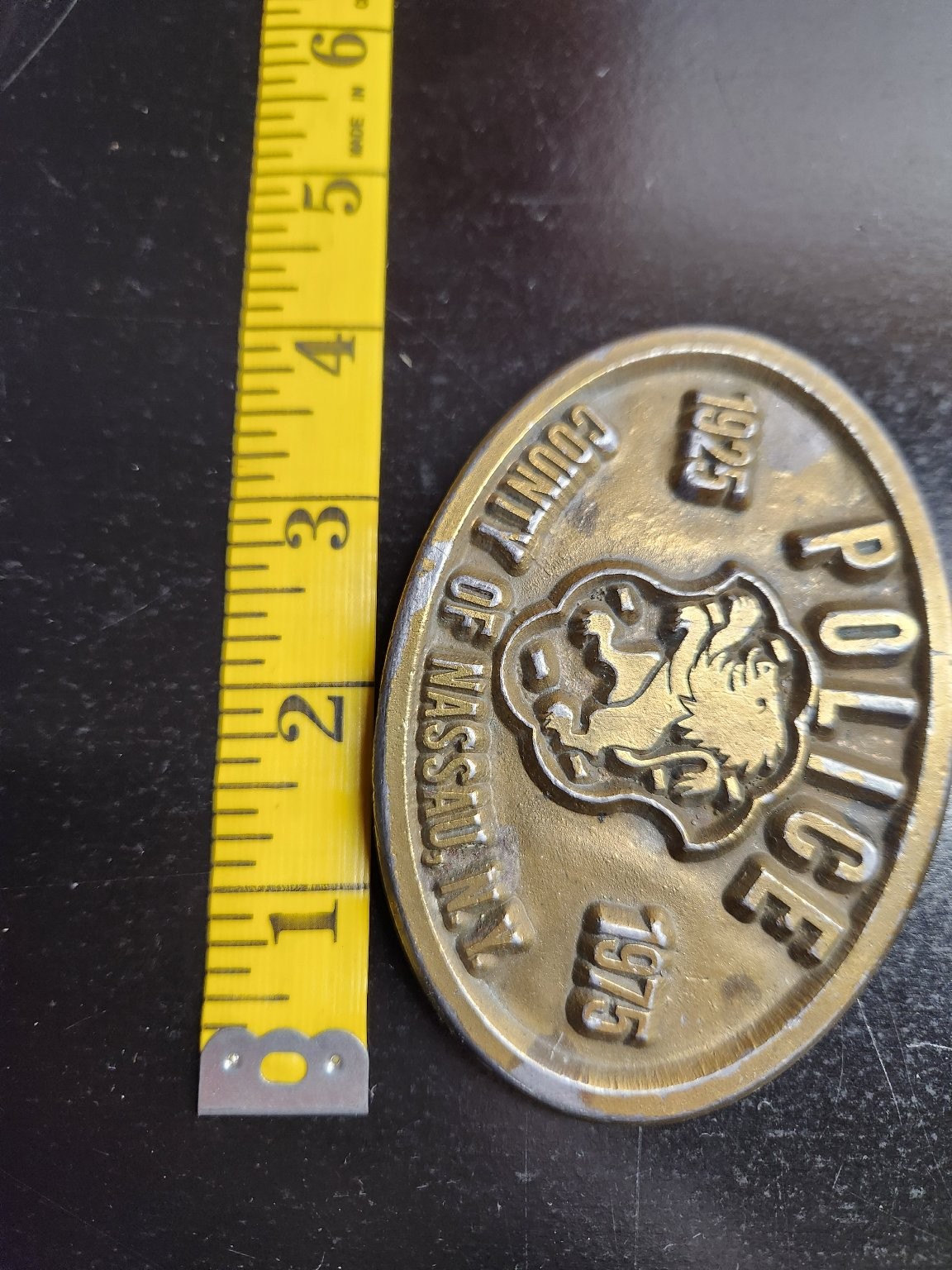 County of Nassau NY 1925-1975 Police Commemorative Belt Buckle Brass Gold Tone