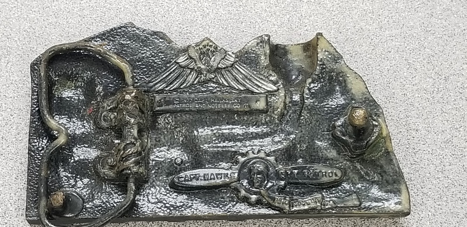 VTG 1977 Capt Hawks Sky Patrol General Steam Locomotive Train Belt Buckle Up 5