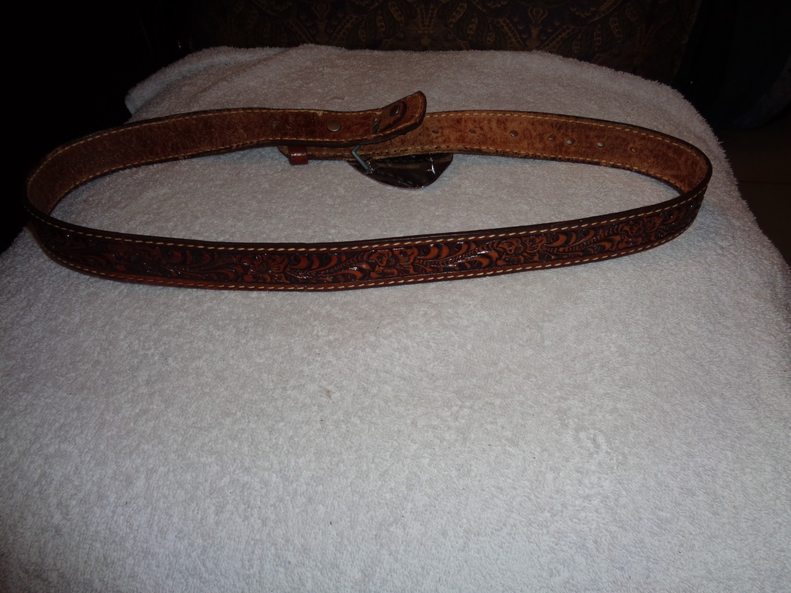 Silver With Gold Longhorn Bull Belt Buckle Leather Belt