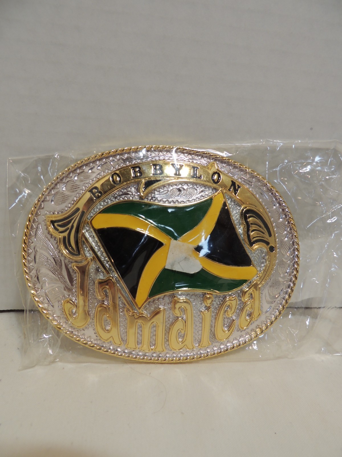 Jamacia Bobbylon Buckle NEW SEALED Green Yellow White Love Music Belt Buckle