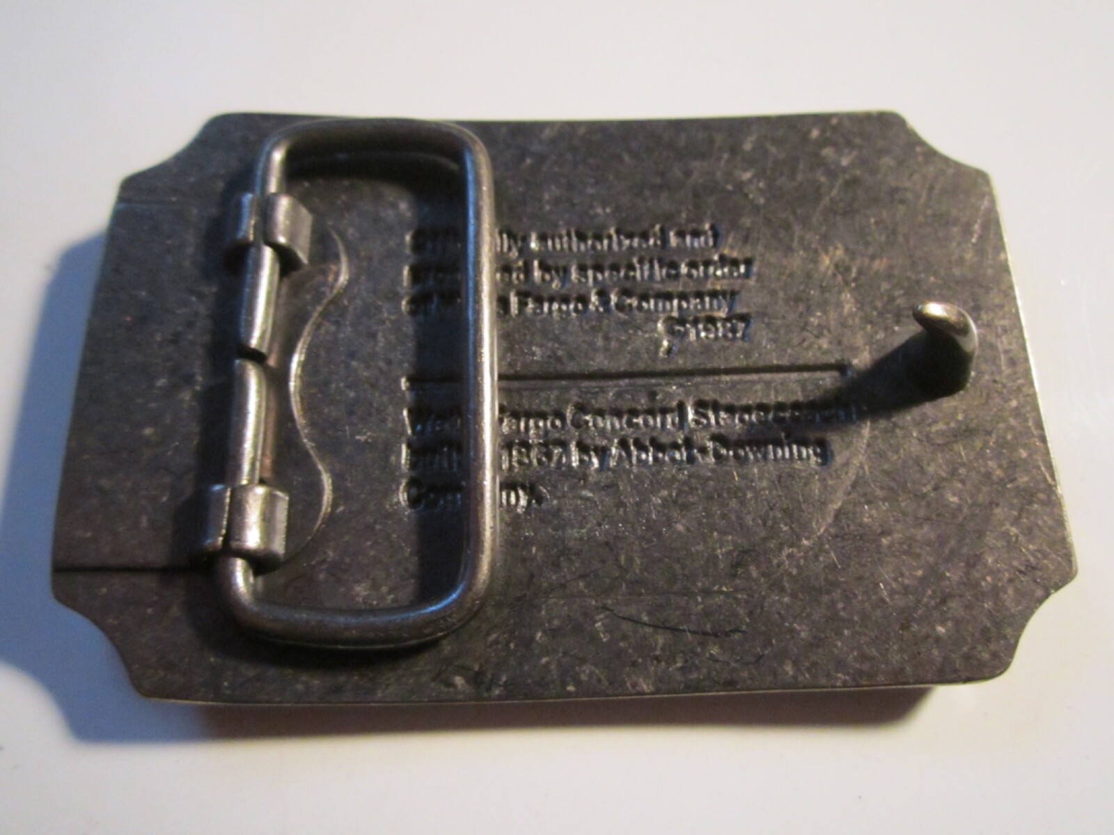 1987 WELLS FARGO & CO BELT BUCKLE – OFFICIALLY AUTHORIZED SOLID BRASS- GW-13