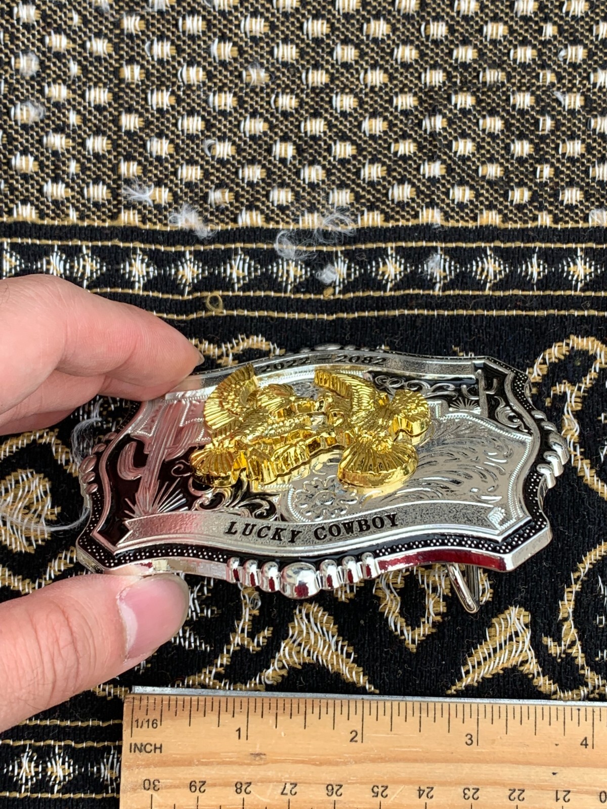 Western Buckle Gold Black Silver Roosters Cowboy 2 »Buckle Hebilla Vaquero Gallo