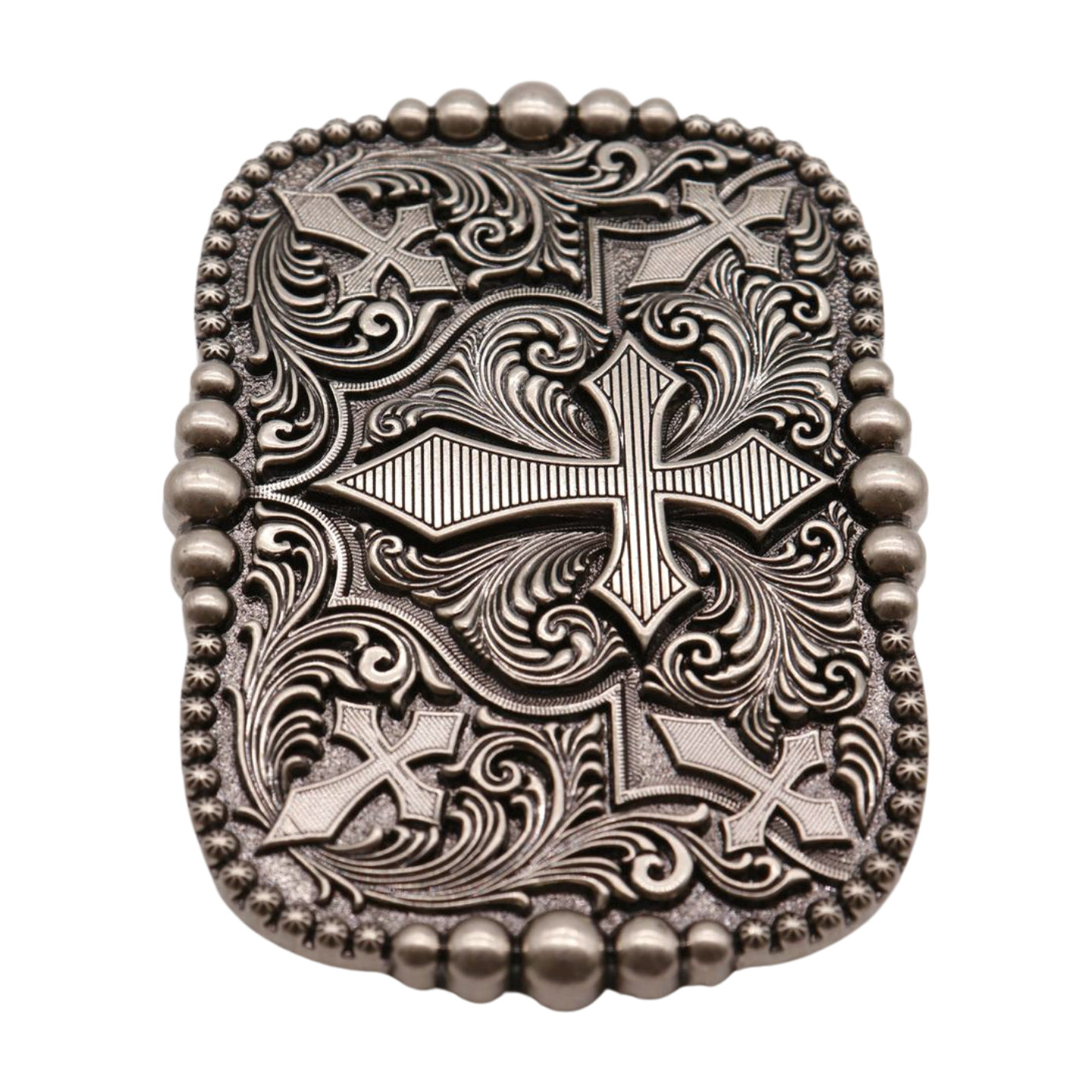 Men Women Belt Buckle Antique Silver Metal Western Cross Religious Country Style