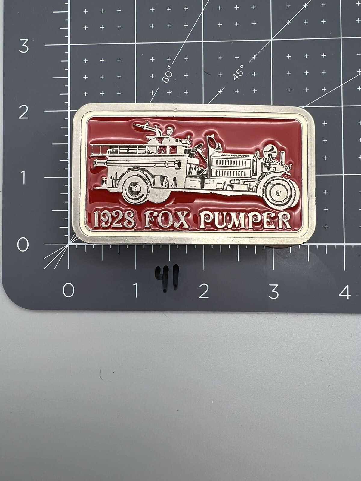1928 Fox Pumper Fire Engine Fire Department Belt Buckle (41)