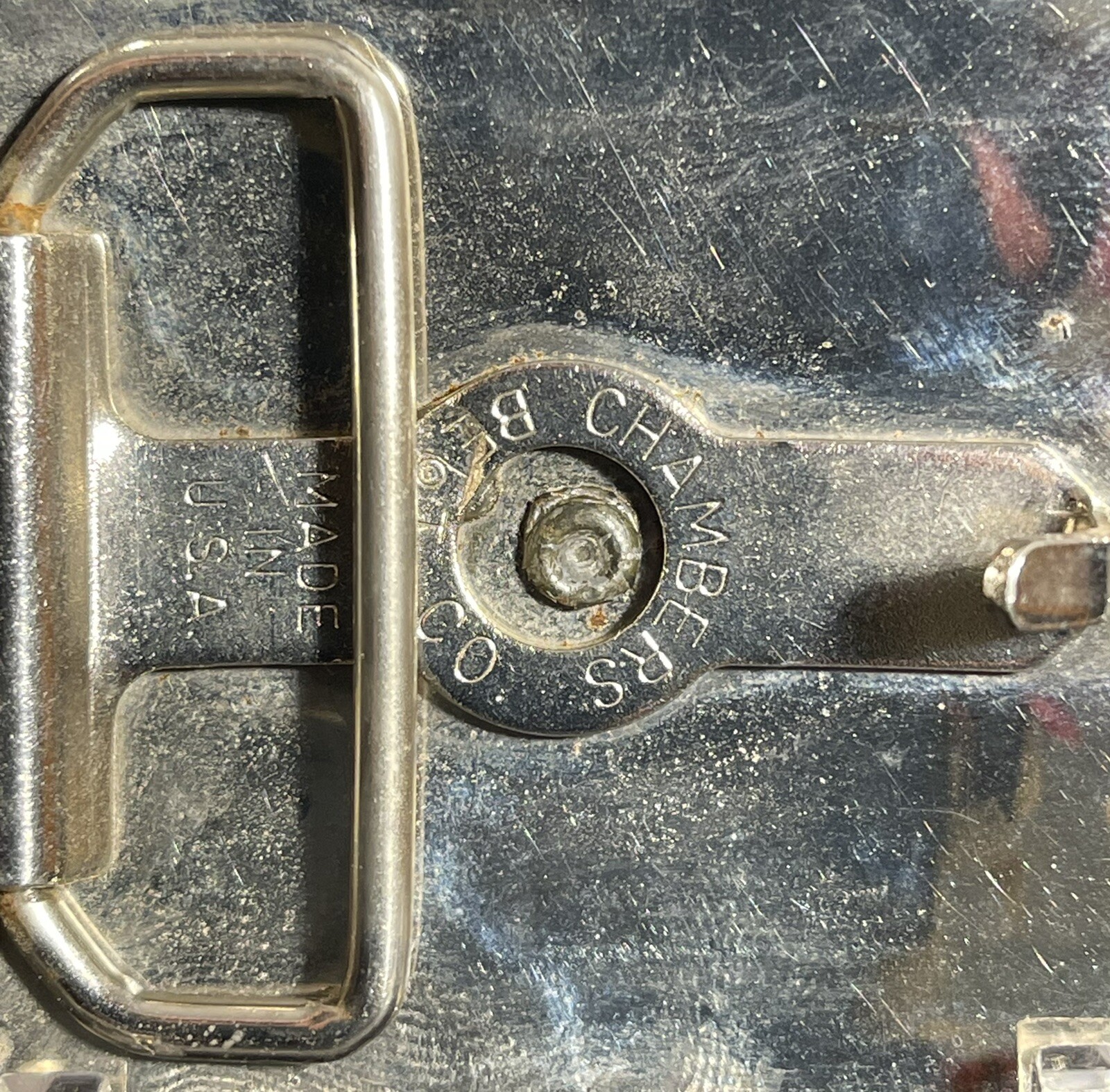 Vintage Western Horse Head on Branding Symbols Chambers Belt Co Belt Buckle USA