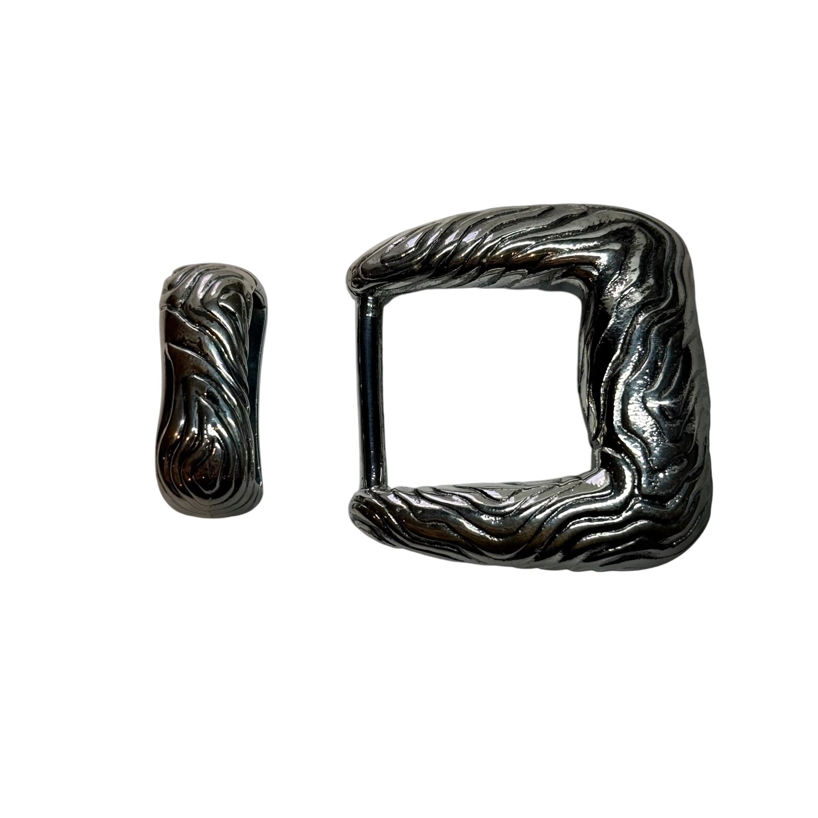 Tiffany & Co Ladies Wood Grain Fashion Belt Buckle Sterling Silver Estate TIF877