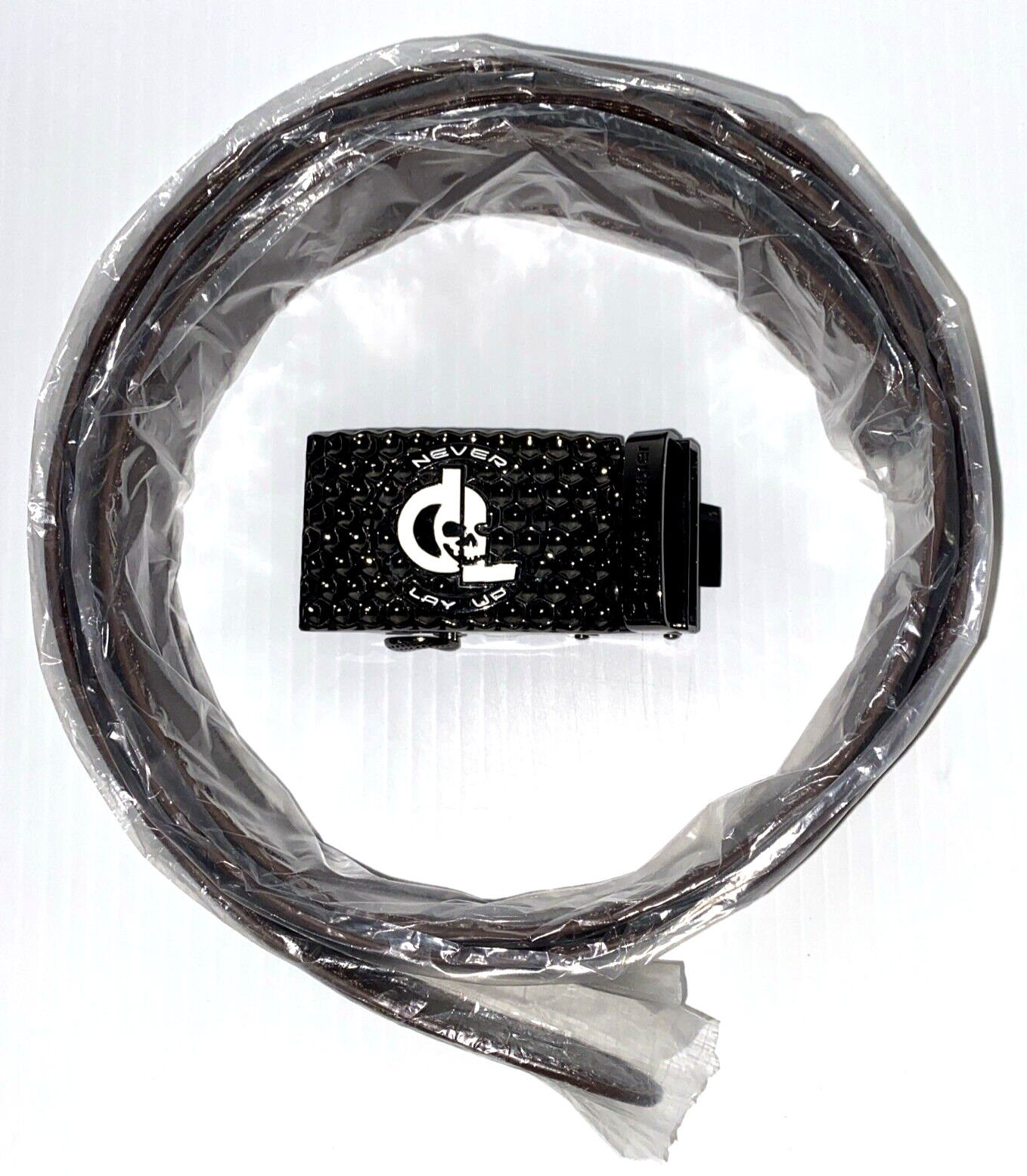 Golf Belt Buckle & Brown Leather Belt Removable Magnetic Ball Marker Rachet