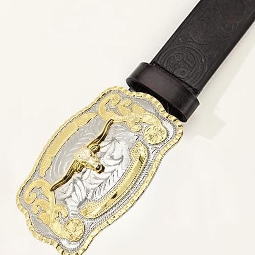 Western Cowboy Belt Buckle for Men & Women – Bull Head Longhorn Design, Fits 2&Prime;