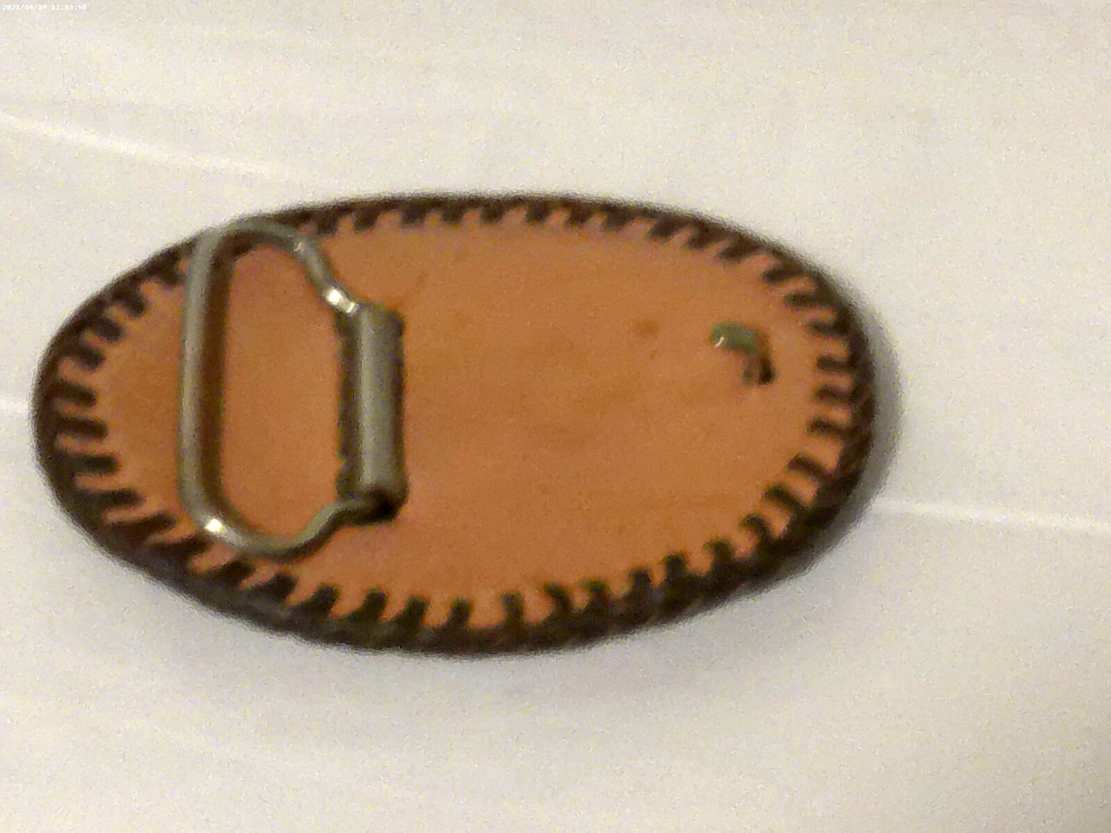 Vintage Men&rsquo;s Brown Stitched Leather Bucklehead Embossed Shoe Handmade 2.75X3.75