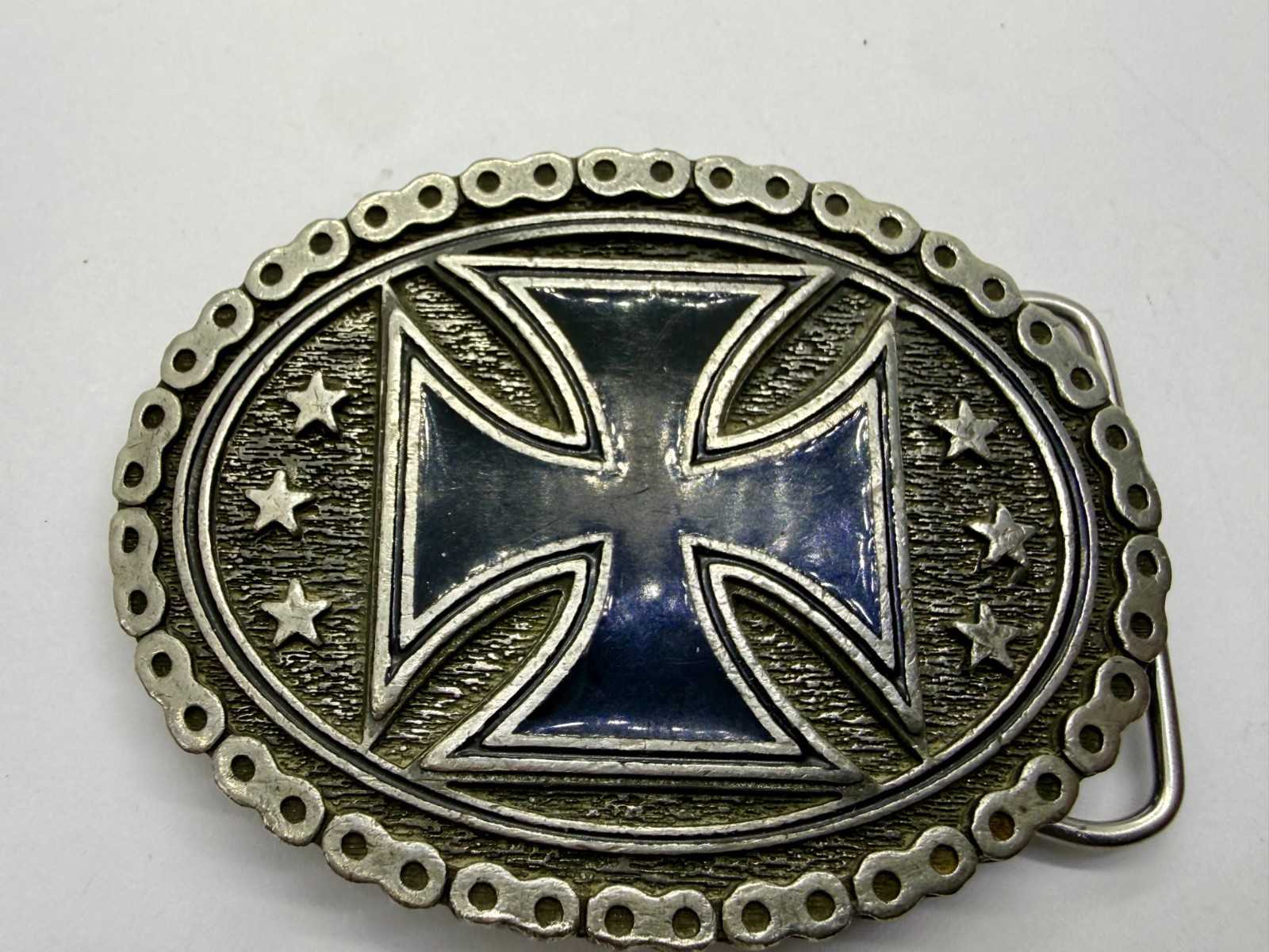 Maltese Celtic Iron Cross Chained Border Gothic Punk Biker Vibe EJC Belt Buckle
