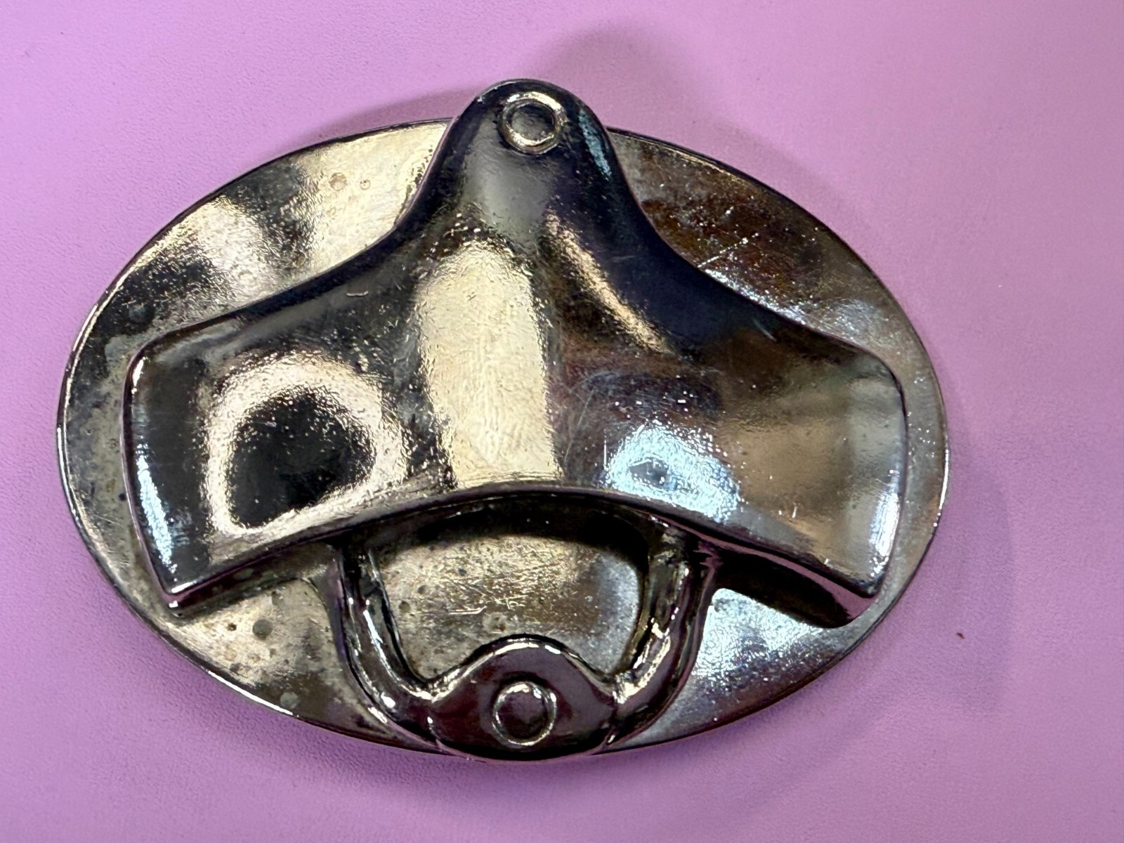 Reflective Silver Tone Retro Vintage Belt Buckle with Bottle Opener