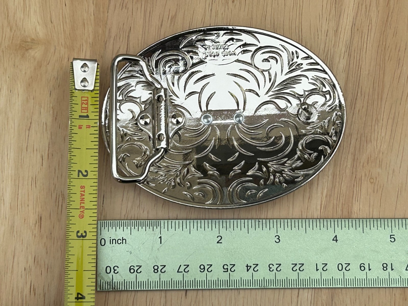Western Longhorn Buckle Men Unisex Clear Rhinestone Oval Silver Zinc Fit 2 »