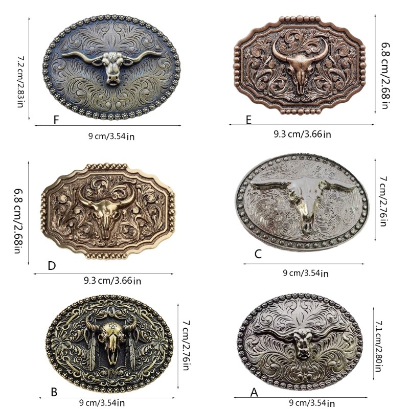 Western Belt Buckle Bull Heads Cowboy Accessory Alloys Animal Head Belt Buckle