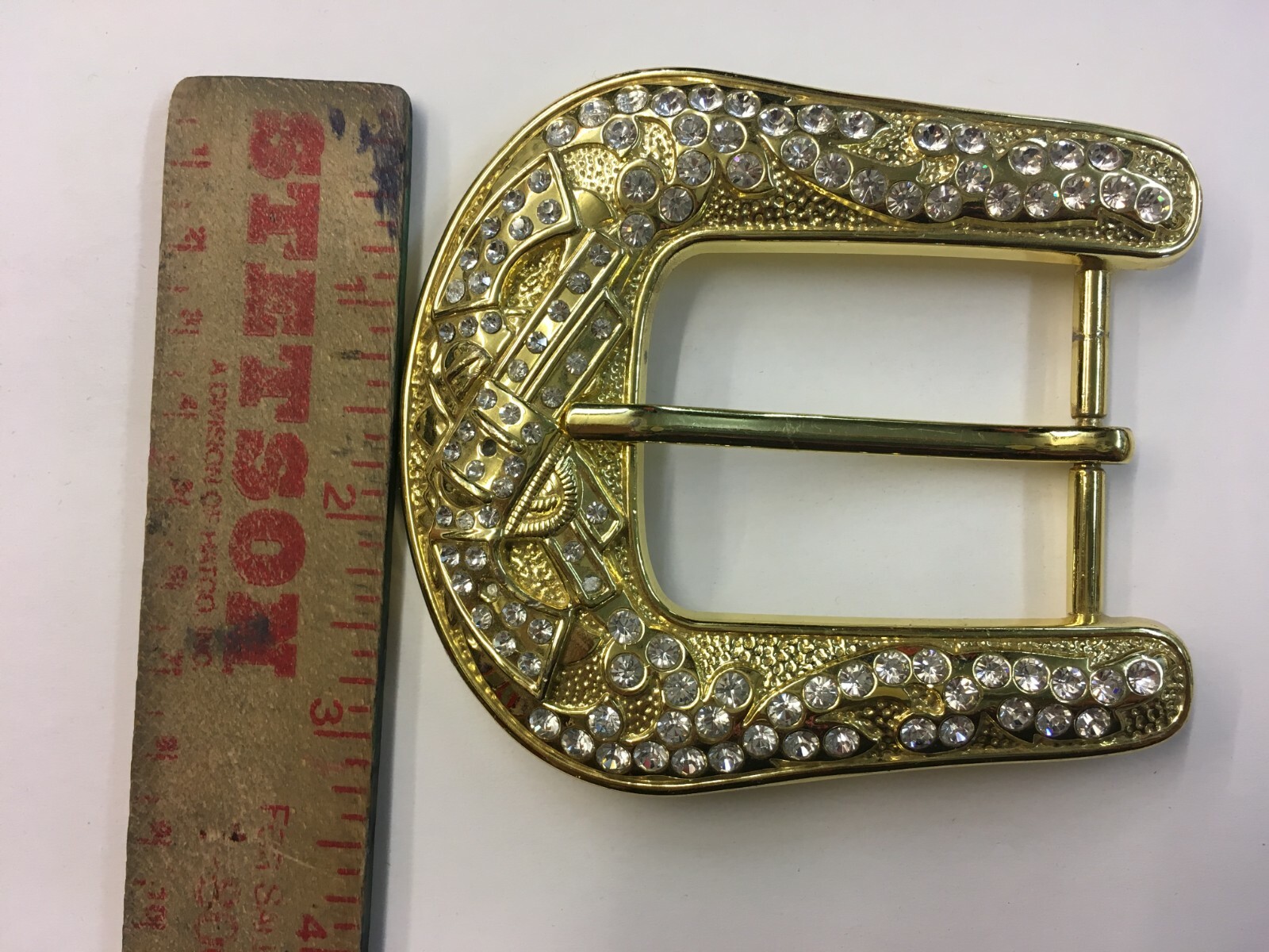 3 Piece Set Handmade Clear Crystal Studs Fancy Belt Buckle