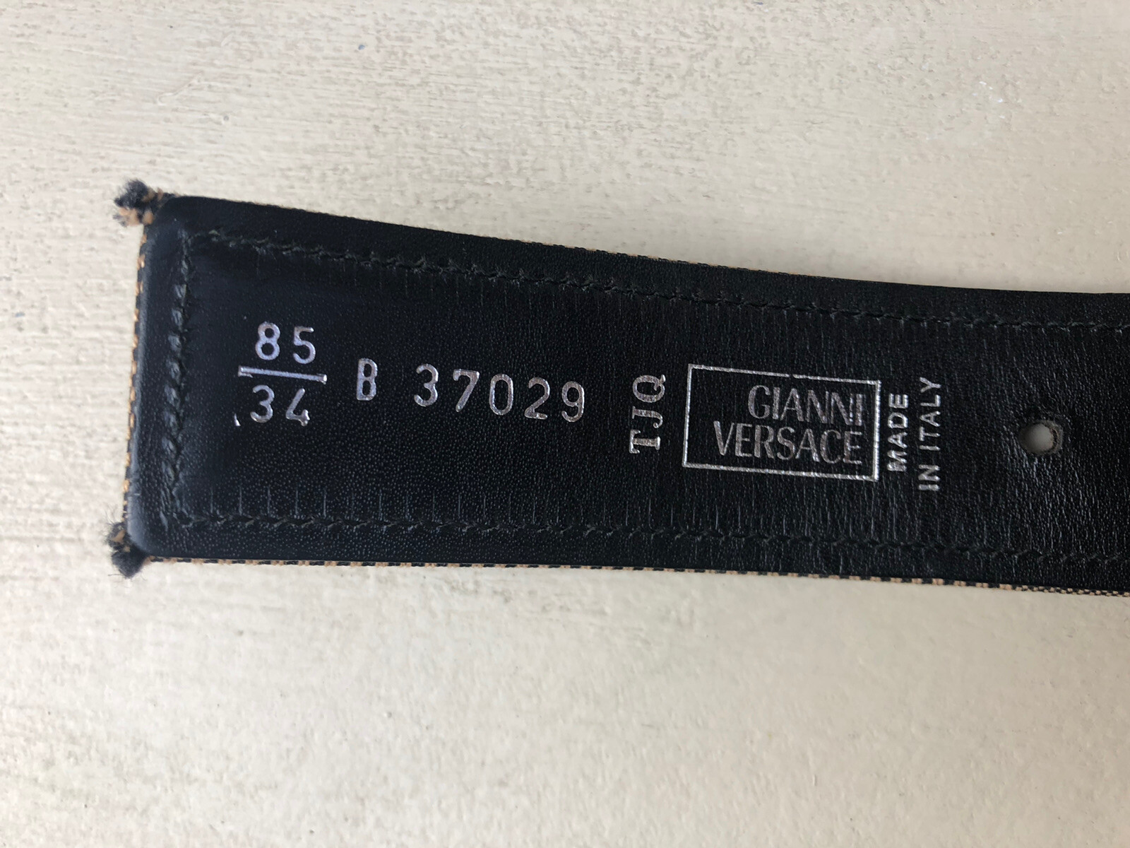 Men’s Vtg Versace Signature Medusa Print Leather Belt B3729 Made In Italy 34/85