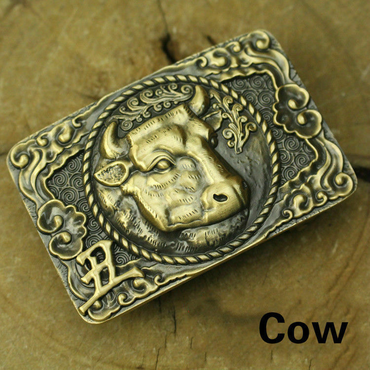 Chinese Zodiac Belt Buckles Brass Golden Toad Embossed Buckle Head Retro Decor