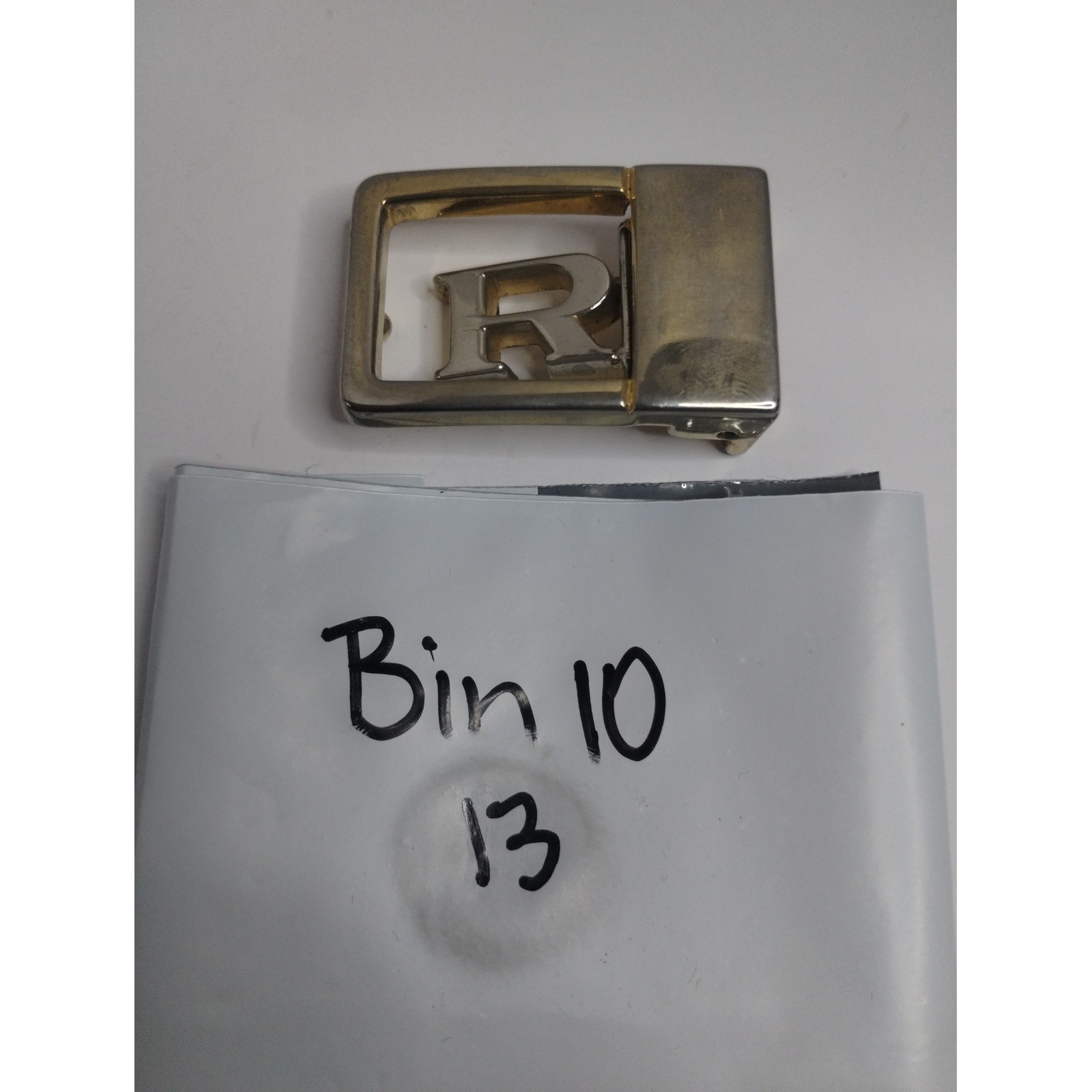 Vintage Two Tone Metal Letter R Initial Monogram Belt Buckle Silver Gold Tone